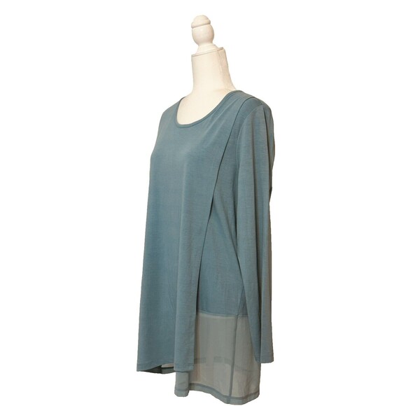 Soft Surroundings Women Size L Touch Of Sheer Aqua Sea Long Sleeve Tunic Boho - Picture 3 of 11